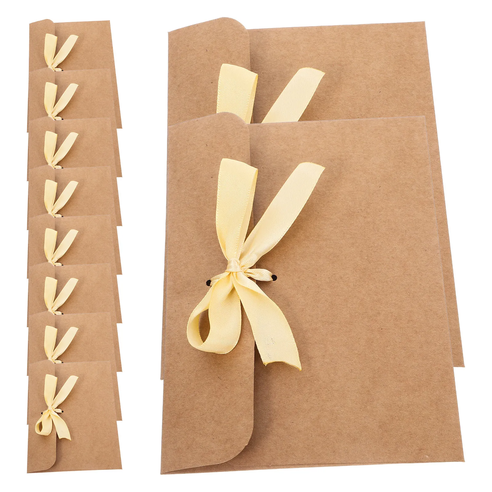 

50 Pcs Bow Envelope Kraft Paper Greeting Cards Holders Retro Vintage Invitation Holiday Christmas Money Envelopes Packaging Bags