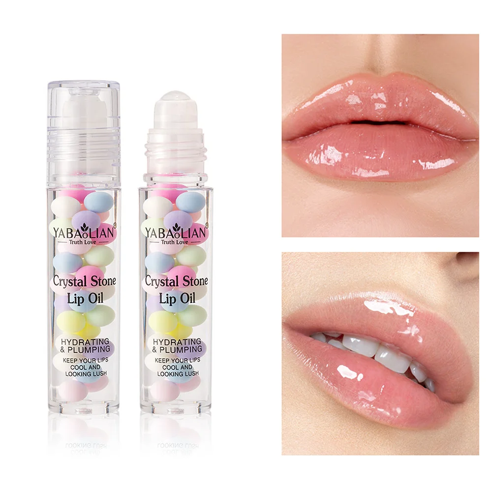 Lip Gloss Plumping - ยาบาโอลิอัน ลิปออยล์แบบลูกกลิ้งประดับลูกปัดสีสันสดใส เพิ่มความชุ่มชื้น บำรุงริมฝีปากให้ดูอิ่มเอิบ ลดเลือนริ้วรอยริมฝีปาก ลิปกลอสใสแบบกระจก
