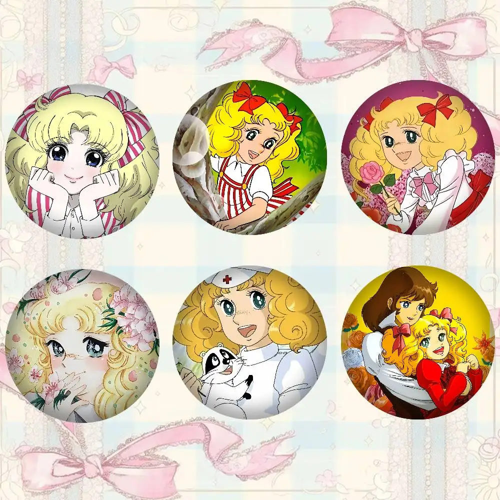 Anime C-Candy Candy Badges Peripheral Lapel Pins Tinplate Round Brooch For Shoulder Bag Accessories Souvenir Gifts