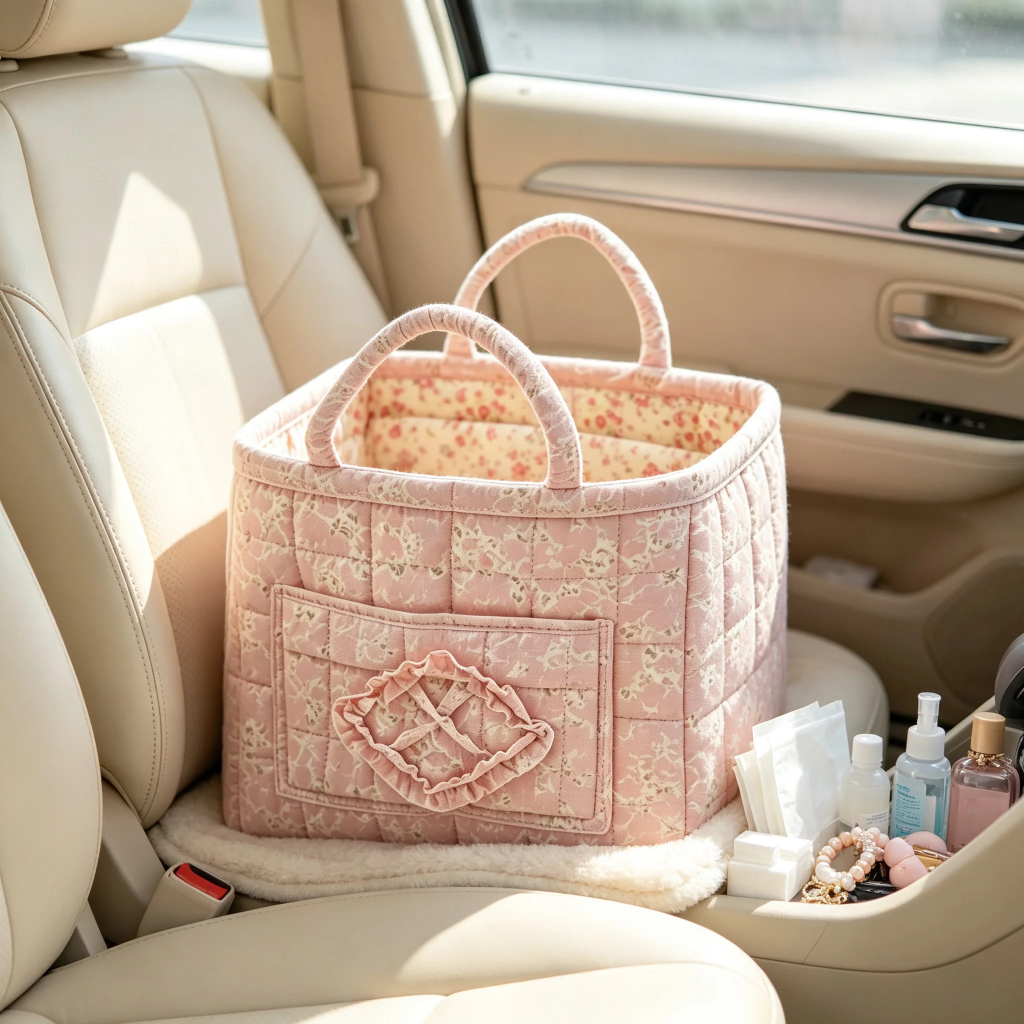 Quilted Cotton Storage Basket for Car & Home – Foldable, Durable & Machine Washable. Large-Capacity Organizer for Bedroom Clothes, Books & Household Items. Decorative & Multifunctional for Clothing, Books & Picnics