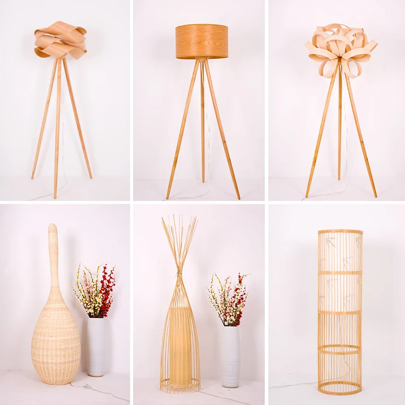 Lampadaire japonais tatami zen, lampe verticale pour salon et chambre à coucher, art chinois en bambou, décoration antique d'asie du sud-est