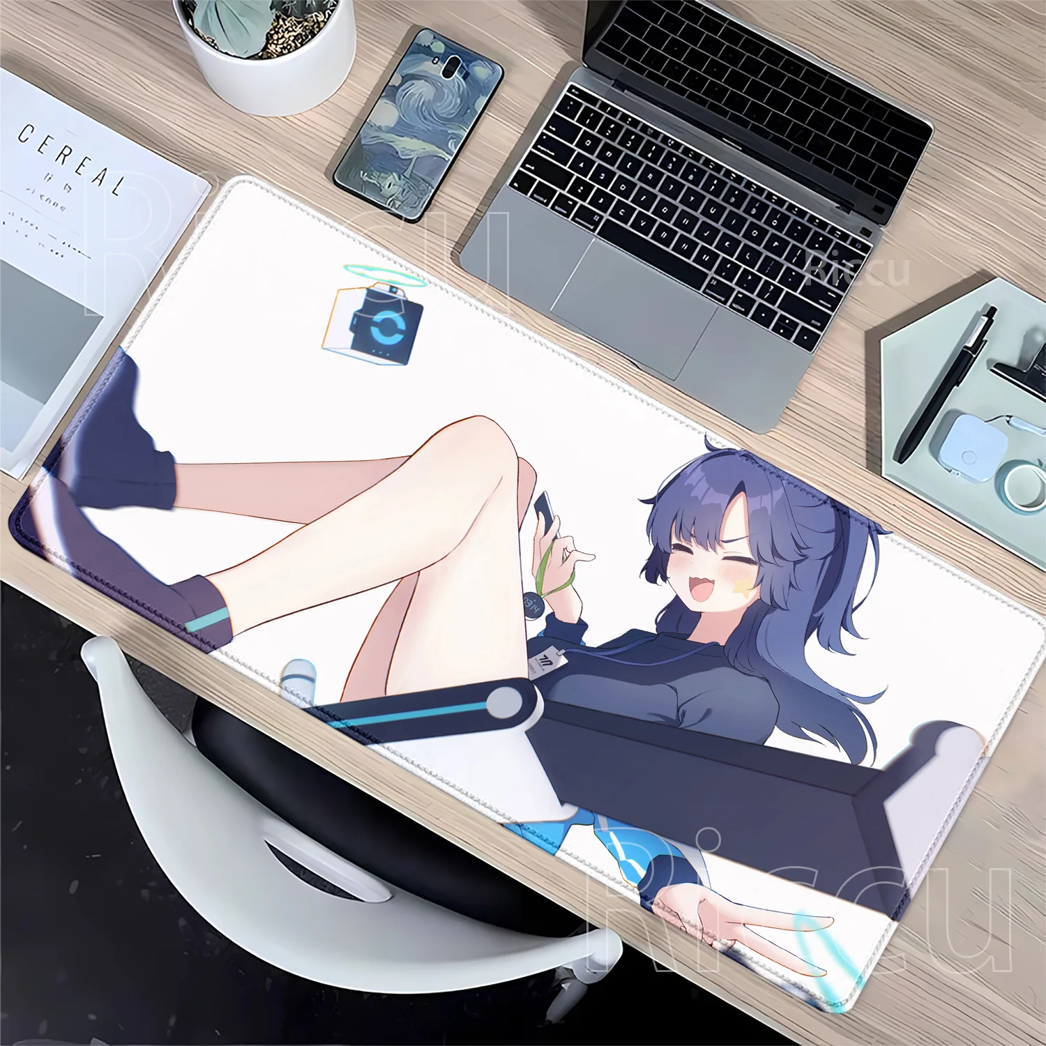 HD Printing Hayase Yuuka Mousepad Gaming Blue Archive Mouse Pad Overlock ESports Carpet Office Keyboard Non-slip Base Desk Mat