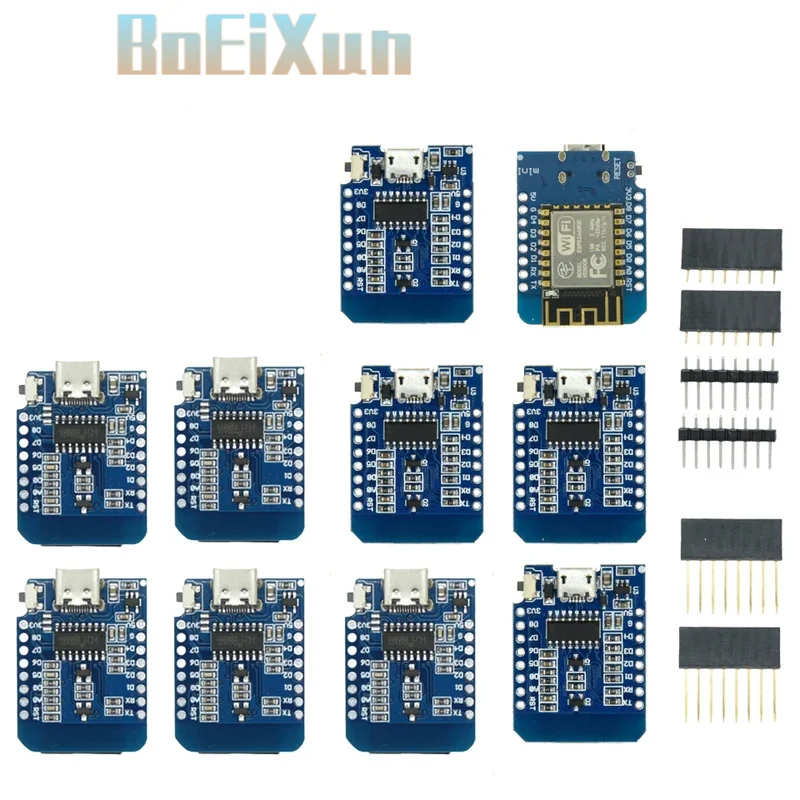 1-10pcs D1 Mini NodeMCU ESP8266 WiFi Development Board 4M Bytes Lua IoT Module for WeMos, Arduino Compatible Wireless Internet