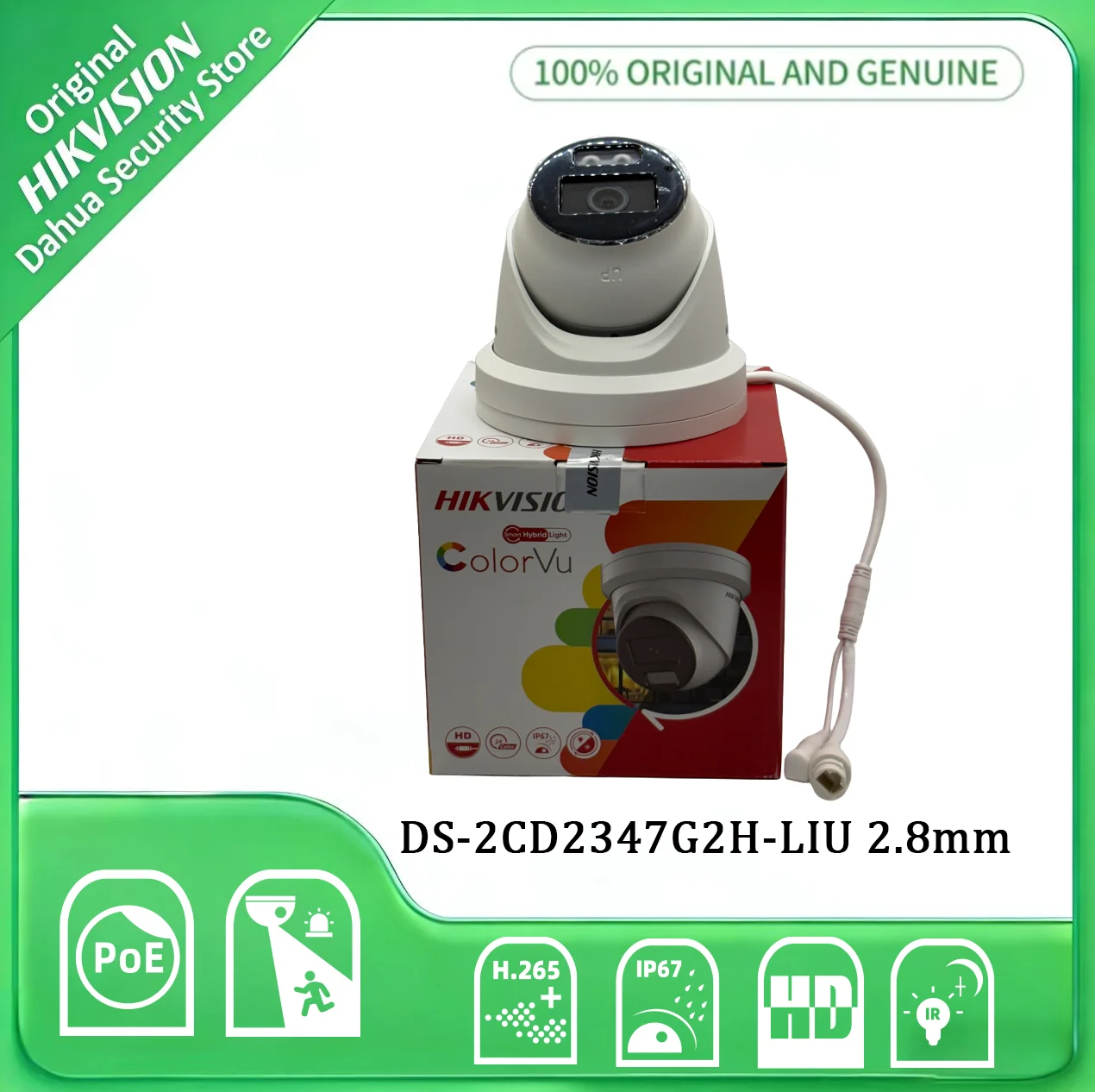 

Hikvision DS-2CD2347G2H-LIU 4MP IP Camera 2.8mm ColorVu Hybrid Light Full Color Night Vision AcuSense PoE Mic IP67 Outdoor Cam