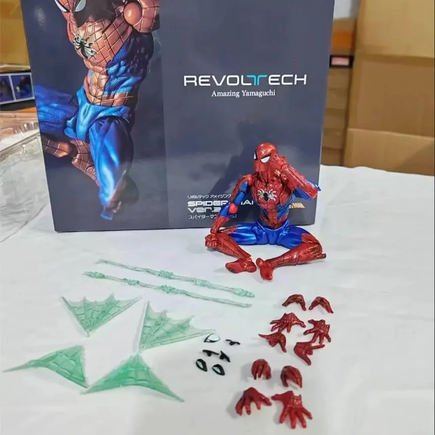 마블 스파이더맨 피터 파커 액션 피규어, Revoltech 어메이징 야마구치 스파이더맨 2.0 컬렉션 피규어, 모델 장난감 선물, 16cm