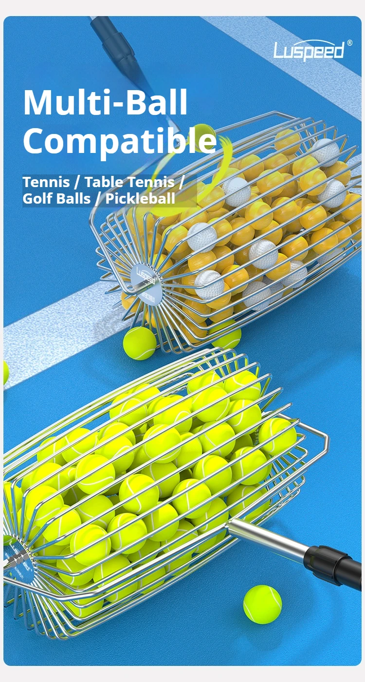 Luspeed Tennisball-Sammler der Dritten Generation, Ausziehbarer Ballsammler, Erhöhte Kapazität, Einfaches Aufsammeln von Bällen, Schnelles Aufheben von Bällen – Detail 7