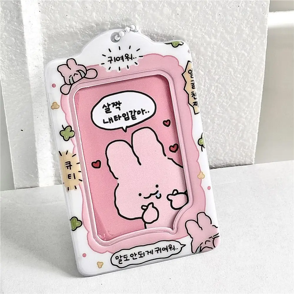 Funda de tarjeta de dibujos animados de conejo Kawaii INS, funda protectora de dibujos animados de estilo coreano, funda protectora para tarjeta de identificación para mujer