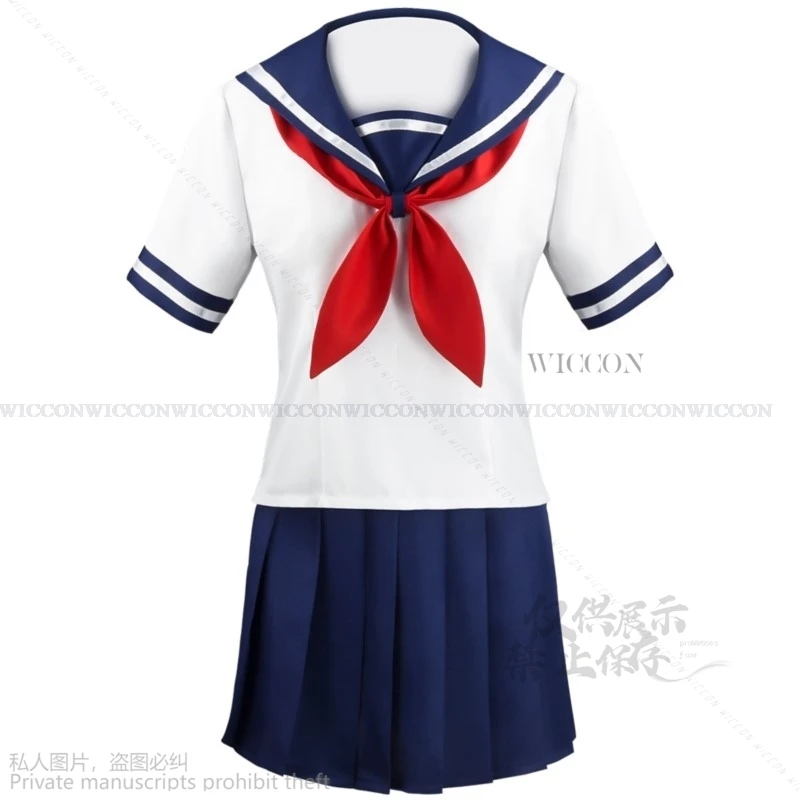 Anime Game Arrival Ayano Aishi Cosplay Yandere JK Simulator Uniform Halloween Costume Women Short Sleeve Top Skirt Sailor Suit