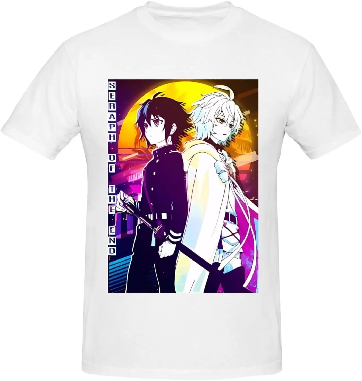 Seraph Anime of The End Shirt Men's Breathable Custom Cotton Short Sleeve Tshirt Fashion Casual Tops Tees Black