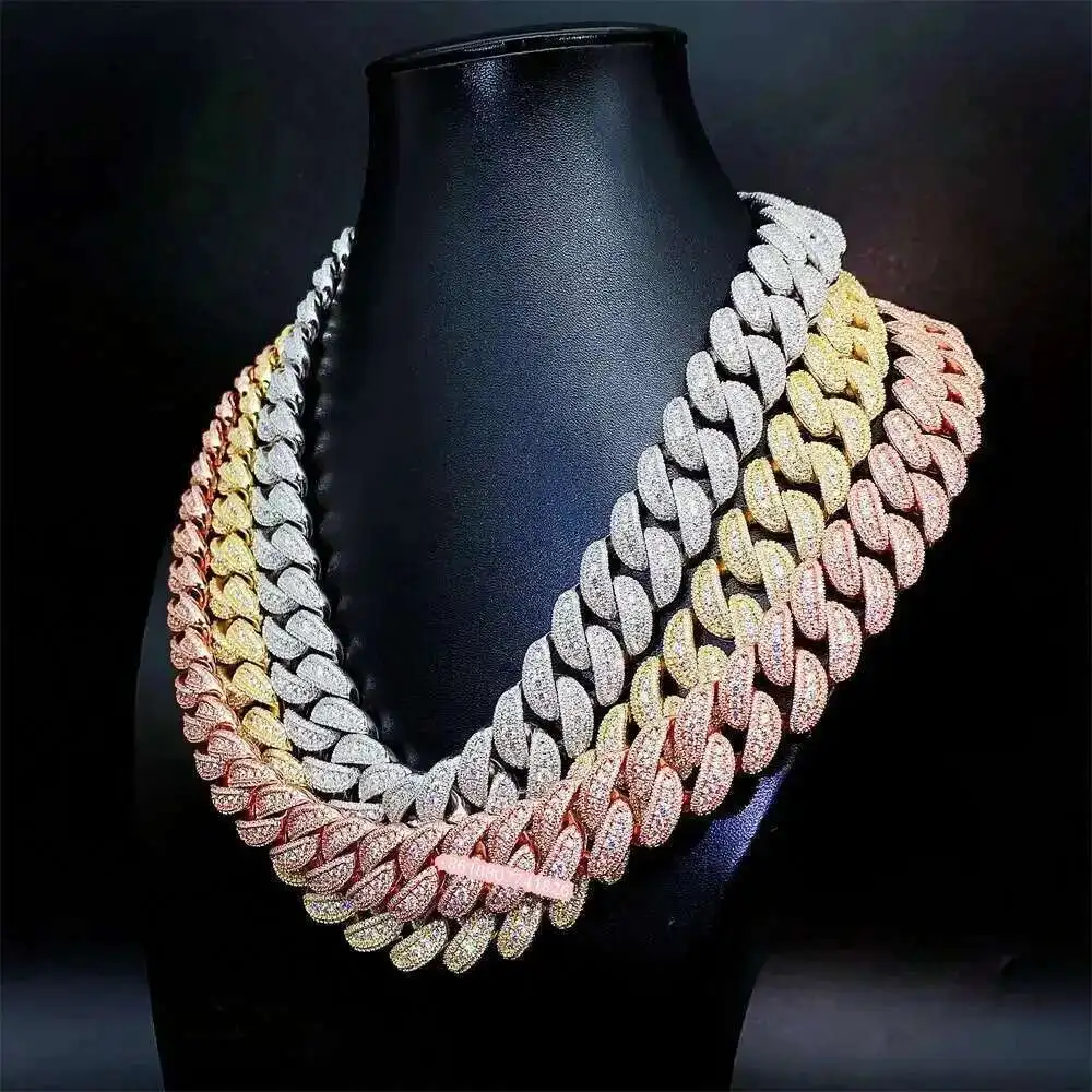 

925 Sterling Silver Gra Certificated Diamond Vvs d Color Iced Out Hip Hop Jewelry 10mm-20mm Cuban Link Chain Moissanite