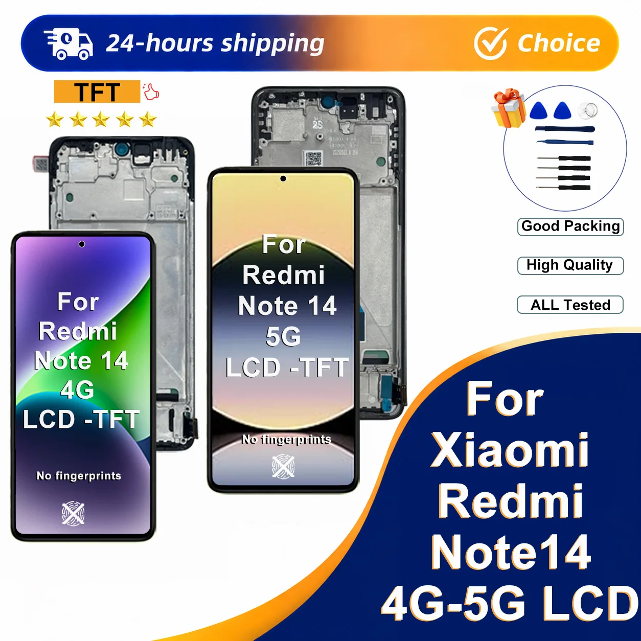 6.67'' TFT For Xiaomi Redmi Note 14 4G LCD Display 24117RN76G Touch Screen Digitizer For Redmi Note 14 5G Display Replace Parts
