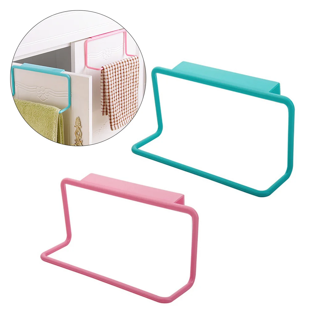 2pcs Towel Rack Door Back Hanging Shelf For Kitchen Bathroom Cabinet Drawer Rag Hanger Duster Cloth Holder Towel Shelf Storage