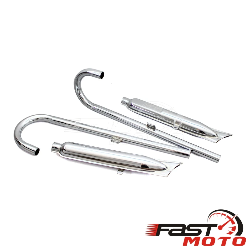 Motorcycle Exhaust Pipes Chrome Black Fish Tail Exhaust Mufflers For BMW R50 R60 R12 K750 R1 R71 M72 MW 750 KS750 Dnepr MT12