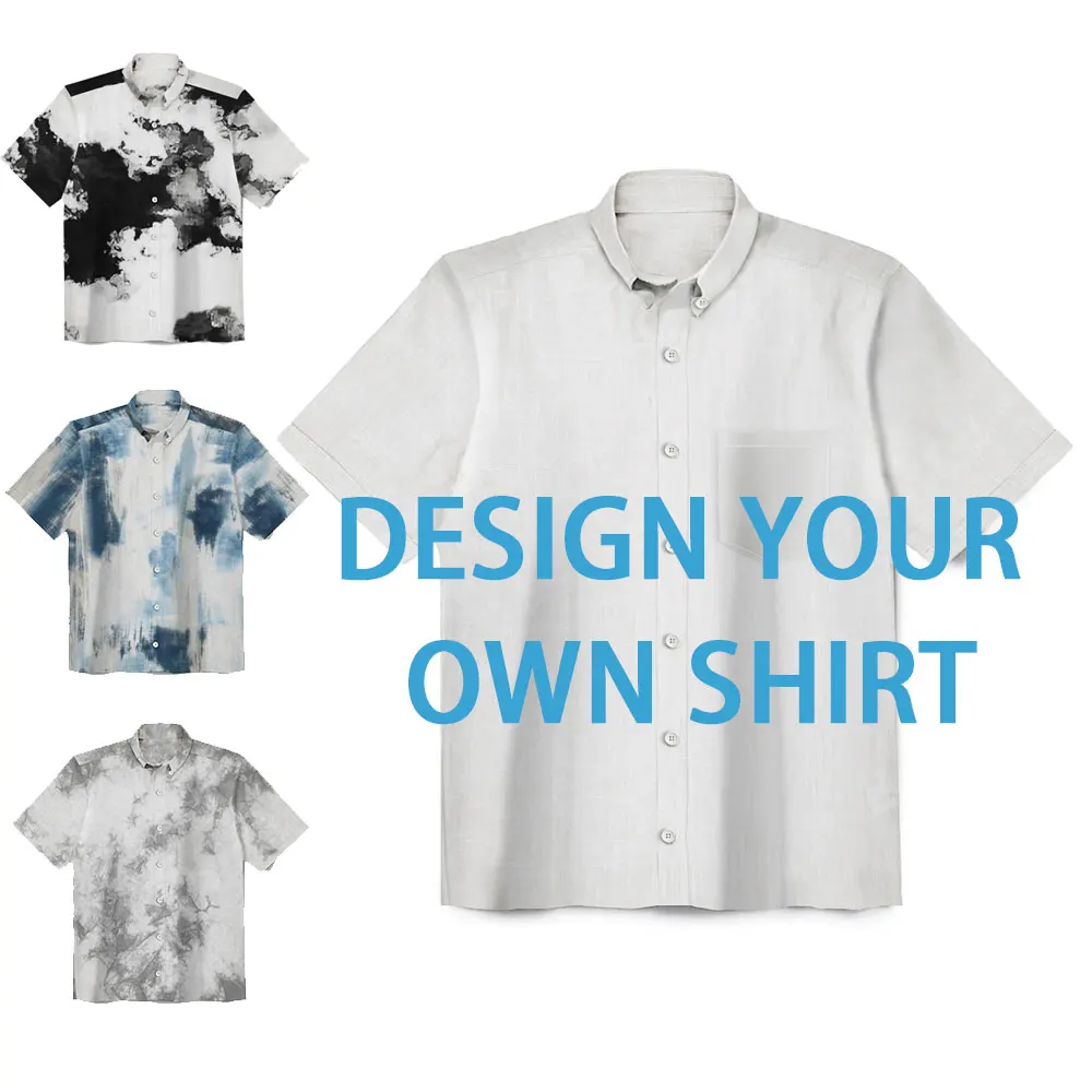 

Customized Printed Men Short Sleeve Shirt Design Your Own Shirt Tie Dye Pattern Simple Luxury Button Up Shirt Tops Bamboo Cotton