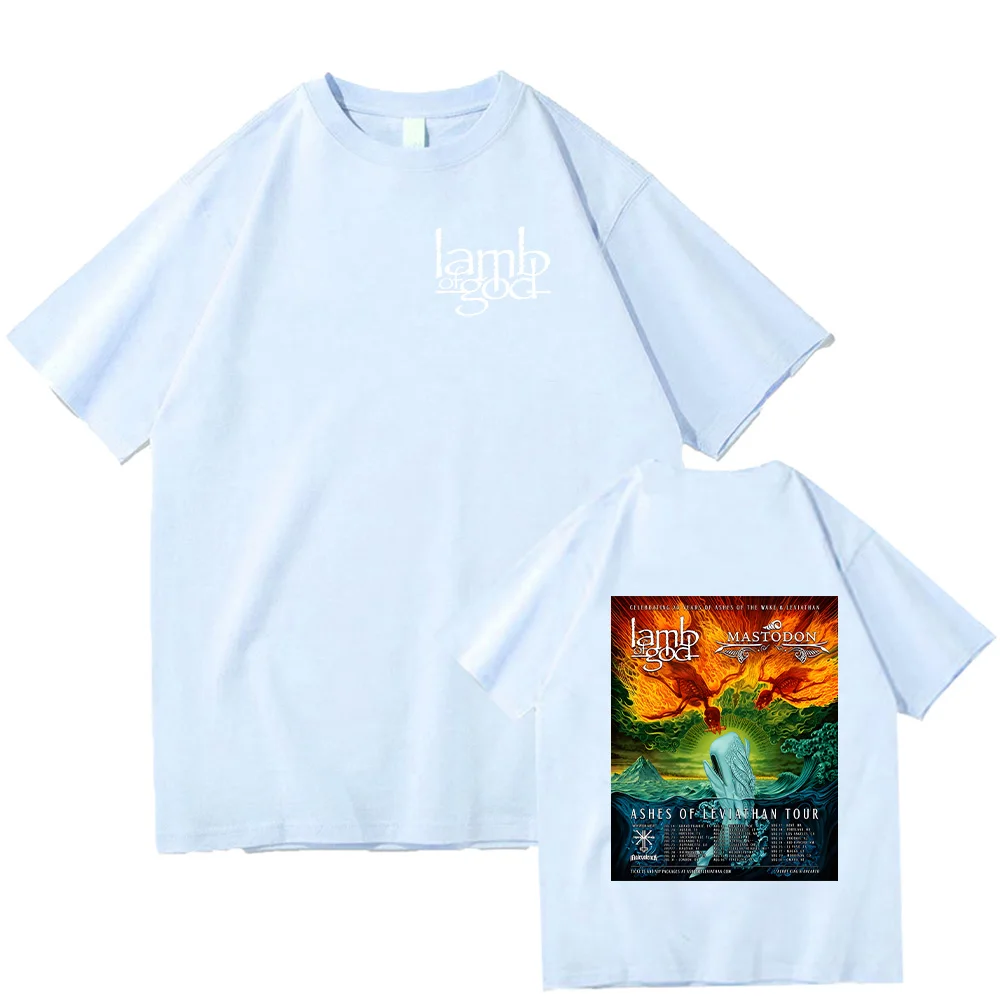 Lamb of God and Mastodonmusic T-shirts Ashes of Leviathan Tour Graphic Print Tops High Quality Cotton Tshirts Unisex Loose Tees