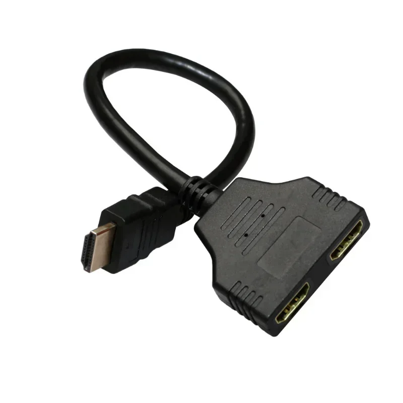 HDMI Compatible 1 to 2 Split Double Signal Adapter Converter Male to Female Cable