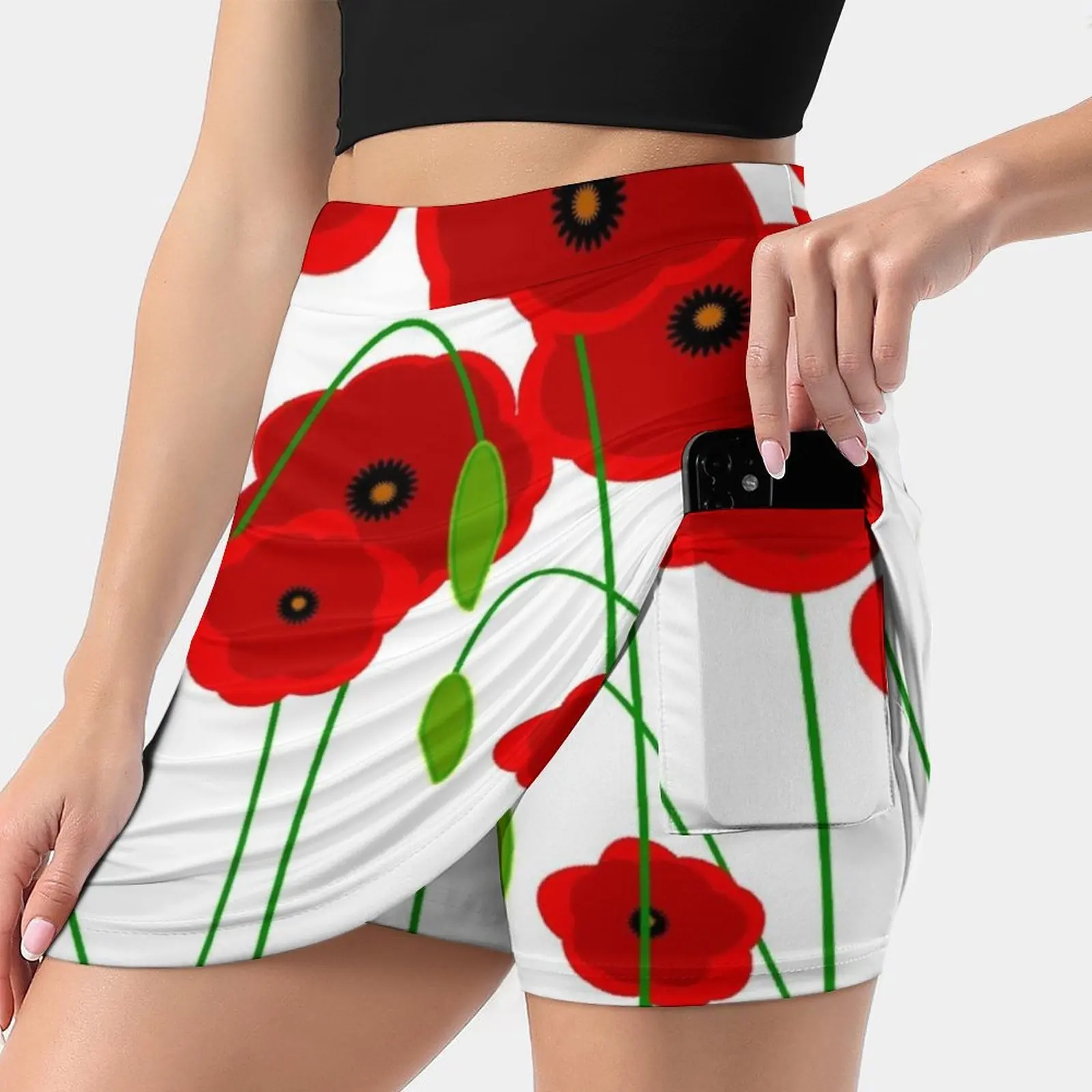 

Red Poppies Women's skirt With Pocket Vintage Skirt Printing A Line Skirts Summer Clothes Red Poppy Poppies Poppy Poppy Flowers