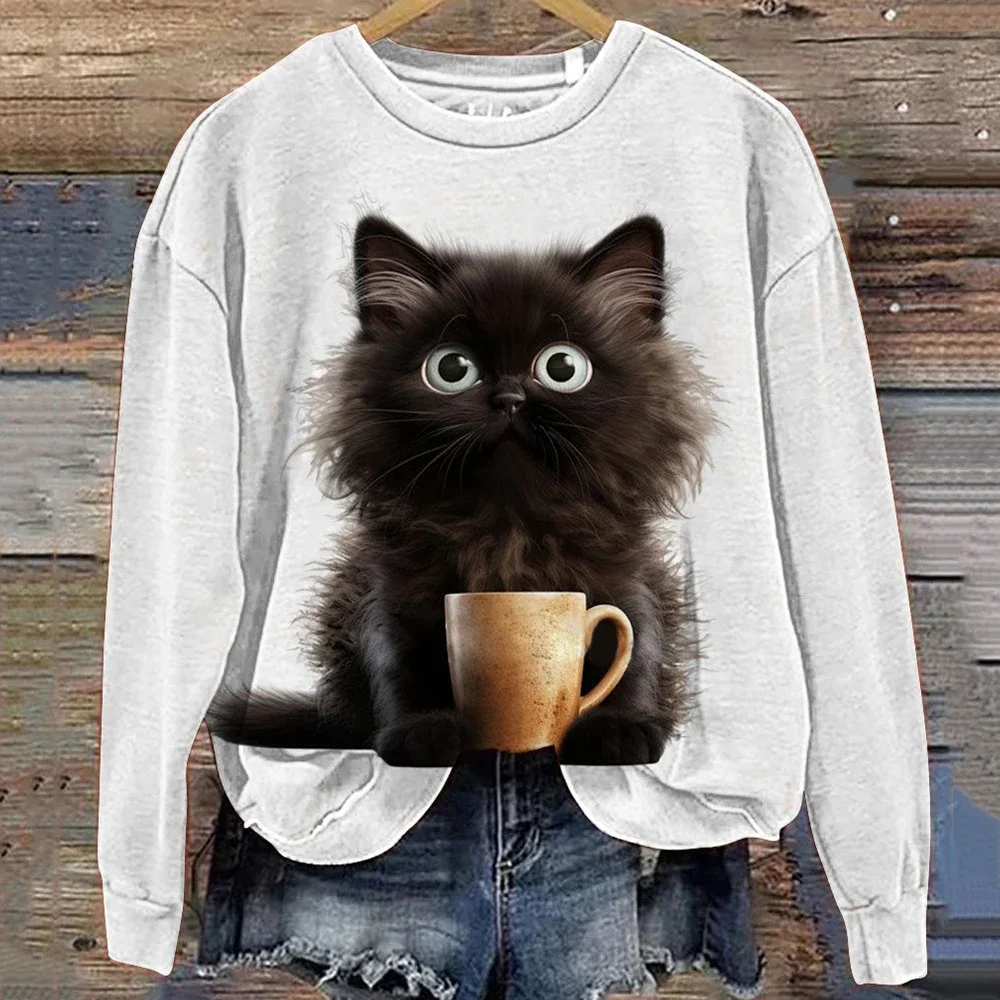 Fashion Animal Print Women\'s Hoodie Spring And Autumn Colored Tie Dye Clothing Casual Plus Size Long Sleeved T-Shirt 2024 Trend