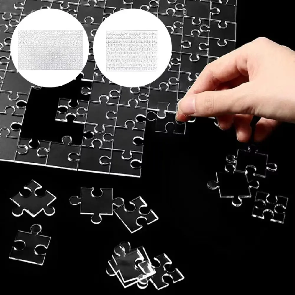49/121/200/300Pcs Clear Blank Puzzle Brain Teaser Educational Toys Transparent Puzzle Difficult Impossible Acrylic Puzzle Jigsaw