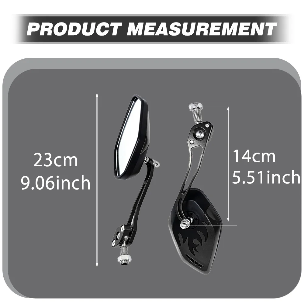 2pcs Motorcycle Rearview Mirror Black or Blue or Gold or Red 8mm / 0.31inch Adaptor Screw /10mm / 0.39inch Rearview Mirror Screw