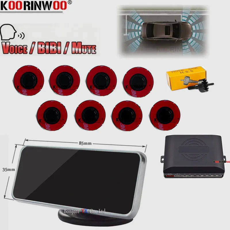 OOWLIVEE LCD Monitor Car Parkmaster Original 16.5MM Flat Parking Sensors 8 Beep/Voice Parking Reverse Assistance Blind Spot Safe