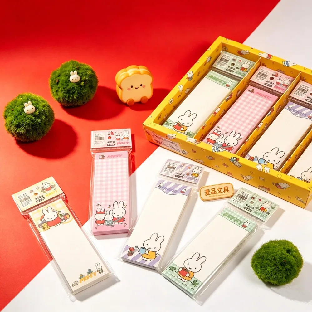 4PCS Miffy Kawaii Long Strip Notebook Cartoon Colored Pages Notebook Notes Student Office Notes Message Notes Cute Gift Toy