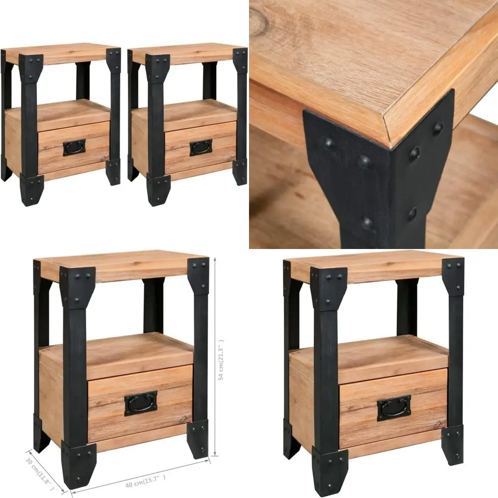 vintage-style slim nightstand for sofa side and small living spaces with storage cabinet