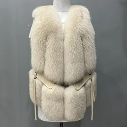 MPPM Real Fox Fur Vest for Women Winter Long Vest Women's Fashion Waistcoat Thick Warm Fluffy Fur Sleeveless Coats