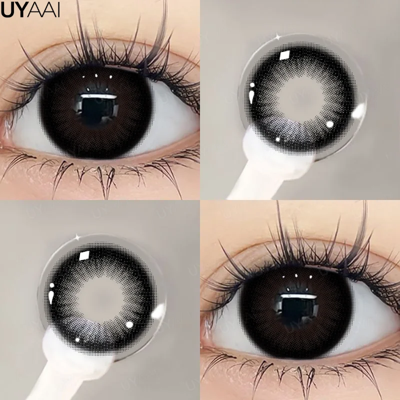 UYAAI Schwarze Linsen mit großem Durchmesser, 14,2-14,5 mm, farbige Kontaktlinsen für die Augen, große Augenlinsen, natürliche braune Linsen – Detail 20