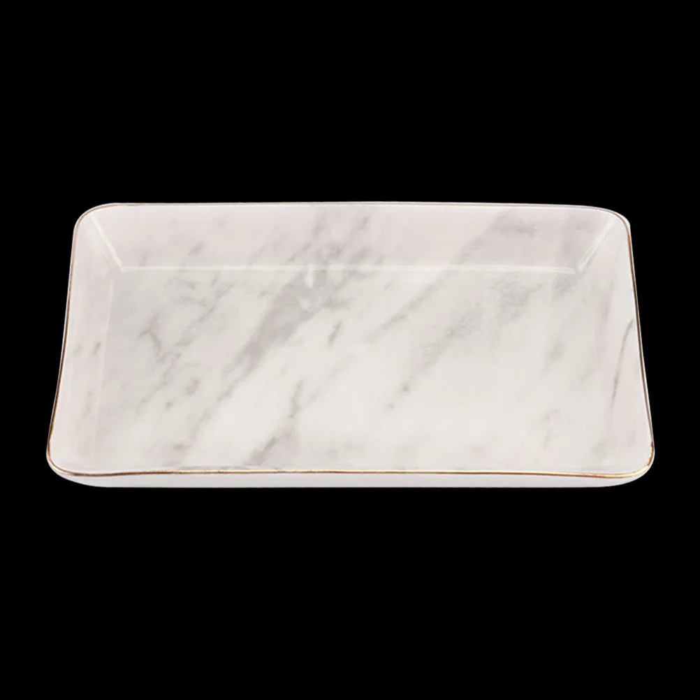 Large Size Ceramic Jewelry Plate Marble Pattern Nordic Ring Dish Organizer for Jewelry Storage and Home Decoration