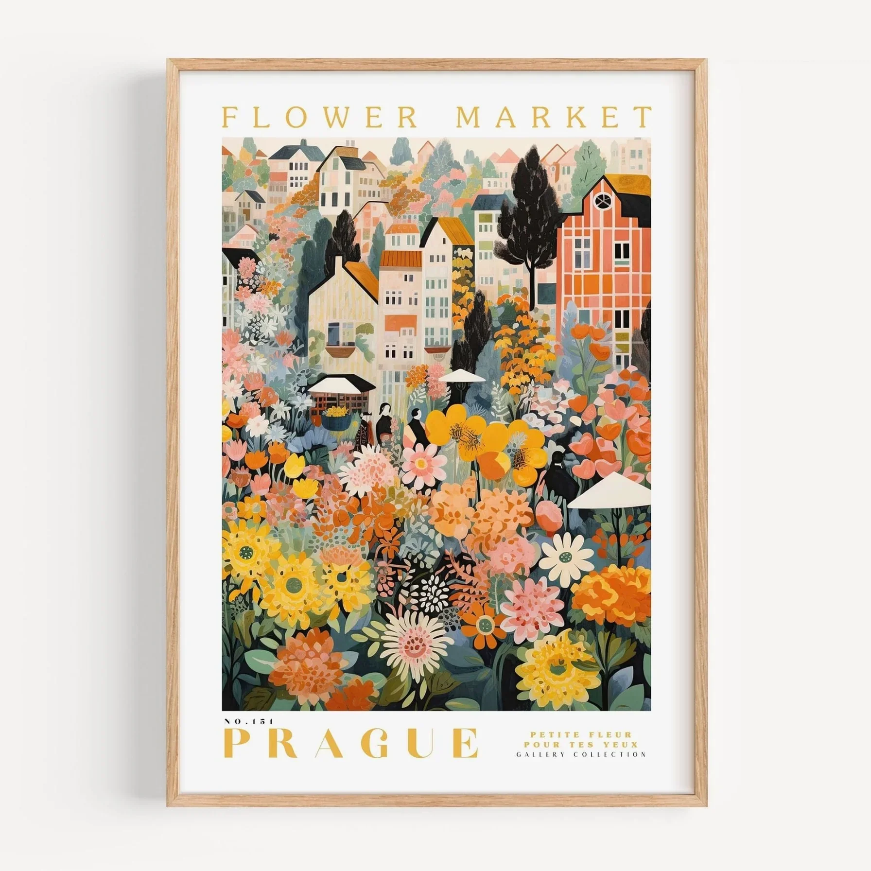 Prague Flower Market Poster, Prague Travel Art, Large Modern Poster, Botanical Wall Art, Green Wall Art, Trendy Wall Art, Floral