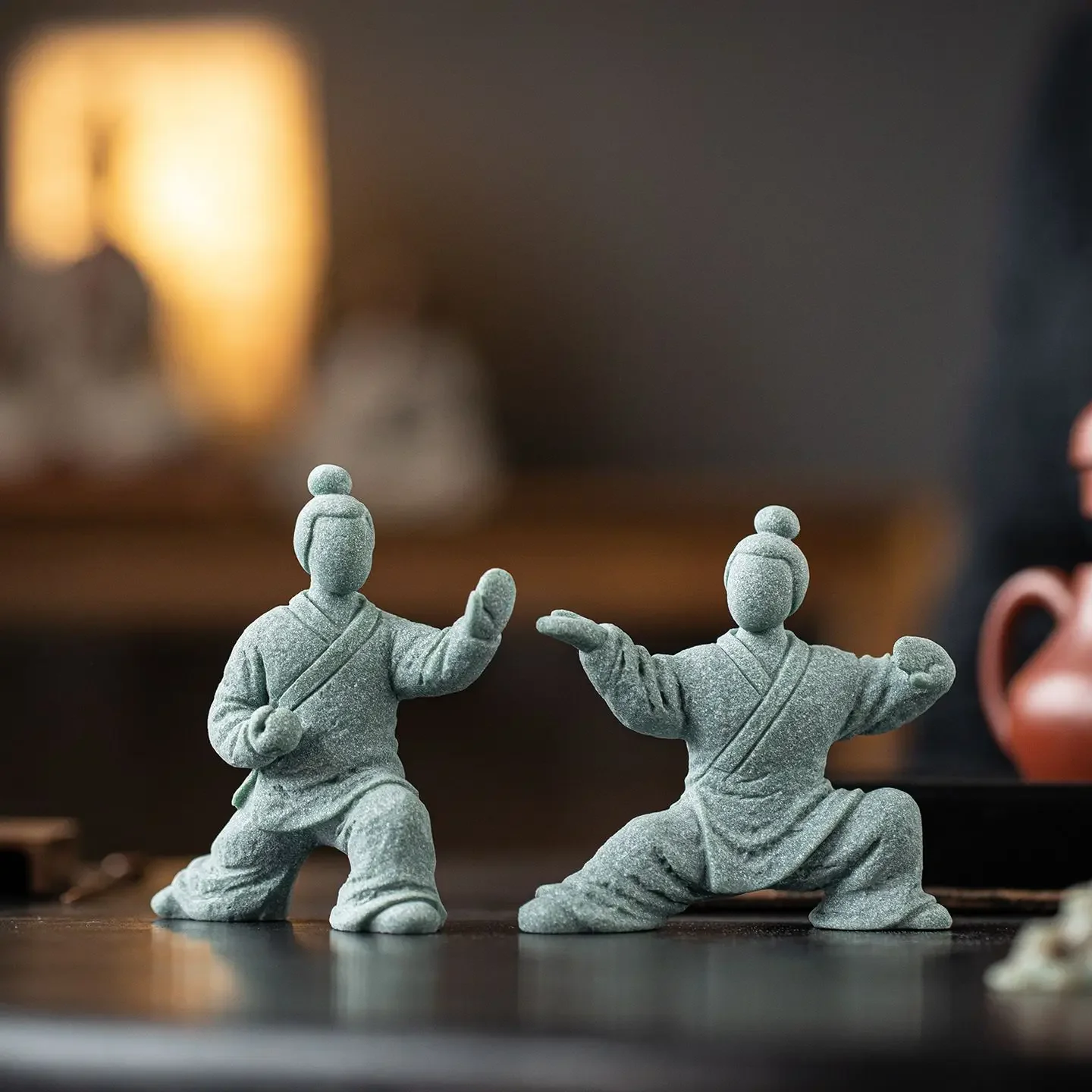 Retro Chinese Kung Fu Character Stone Figurine Creativity Handicrafts Meditation Figurine Table Ornament Home Decoration Gift