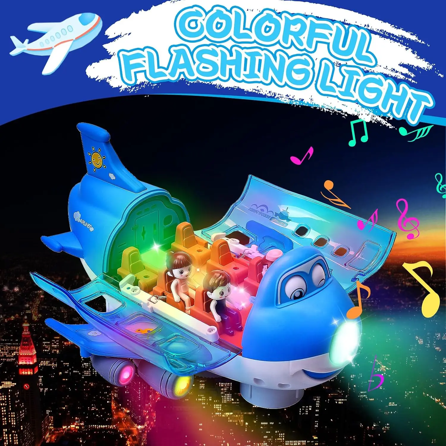 Airplane Toy for Toddlers Electric Plane Boys Girls 360° Rotating Aeroplane Vehicles Light Music Stunt Aircraft Model Gift Kids