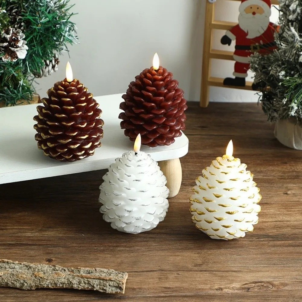 Simulation Pine Cone Christmas LED Candle Lights Electric Paraffin Wax Pine Cone Lights Convenient Versatile Lights Fake Candles