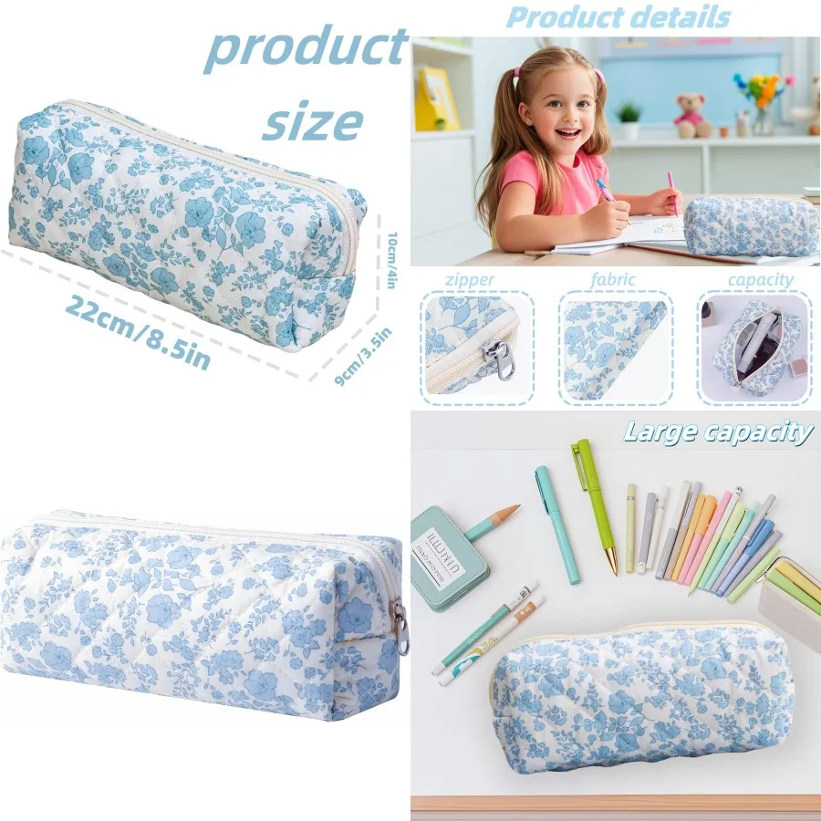 

Милая эстетичная сумка-карандаш на молнии для девочек — стильная школьная сумка и косметичка, идеально подходит для ежедневного использования, путешествий и орган