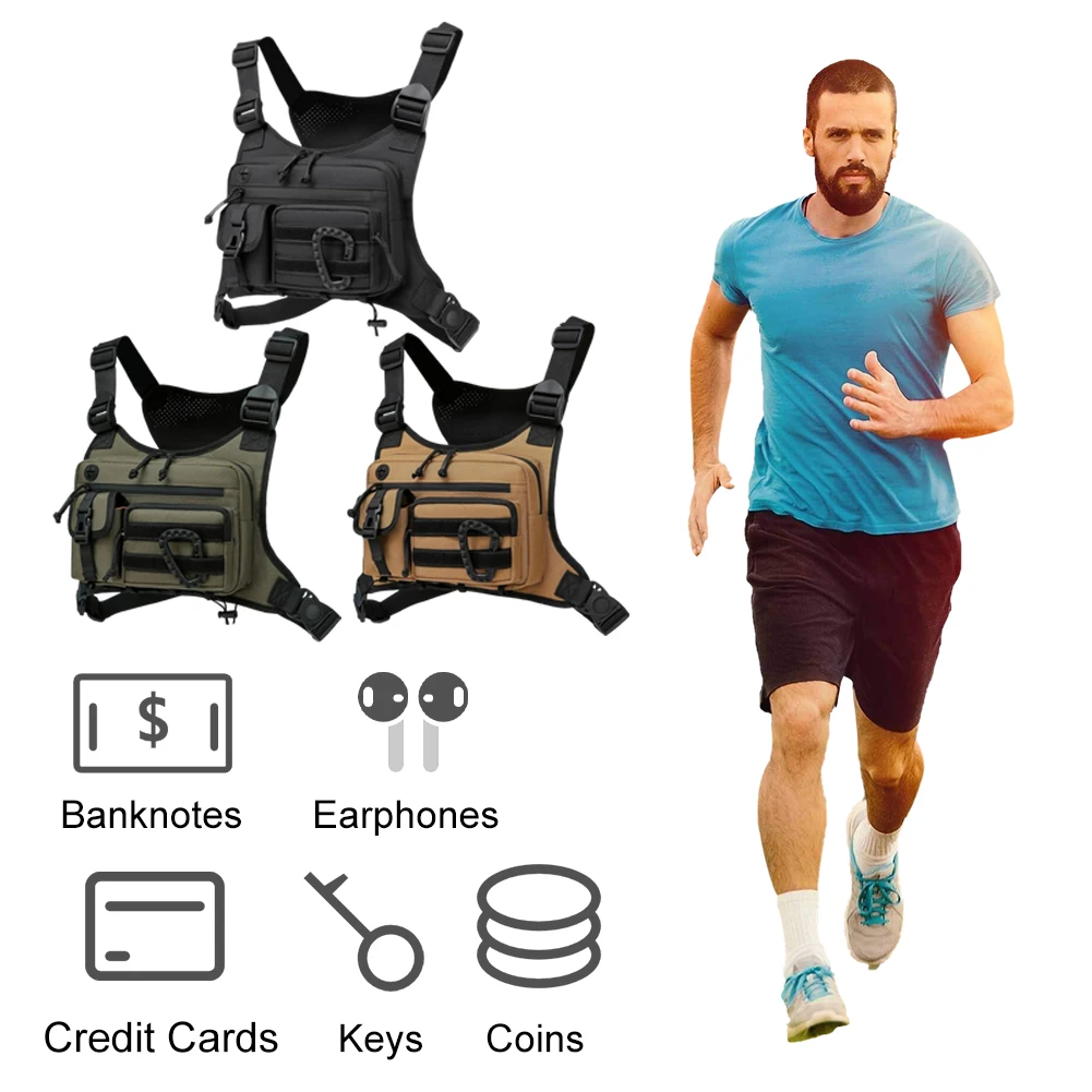 

Outdoor Cycling Chest Bag Adjustable Strap Multifunctional Vest Chest Bag Nylon Hunt Vest Bag Travel Commute Sports Backpack