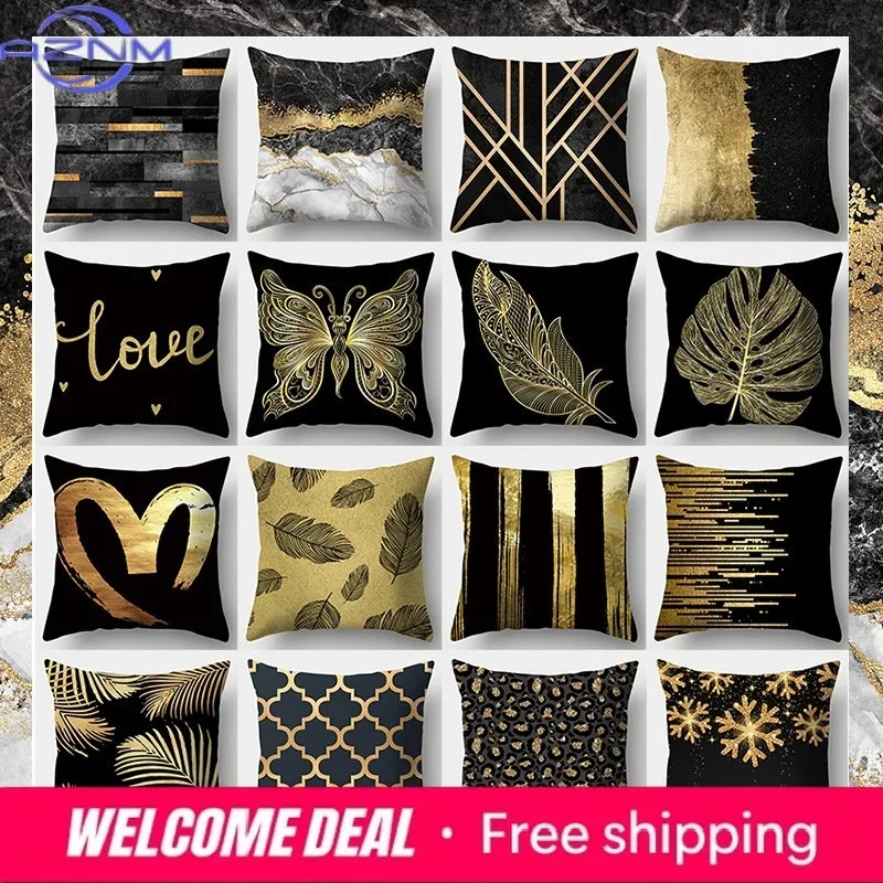 

Черная наволочка с принтом бабочек и листьев, 45x45 см, наволочка в богемном стиле, моющаяся наволочка в скандинавском стиле для домашнего декора.