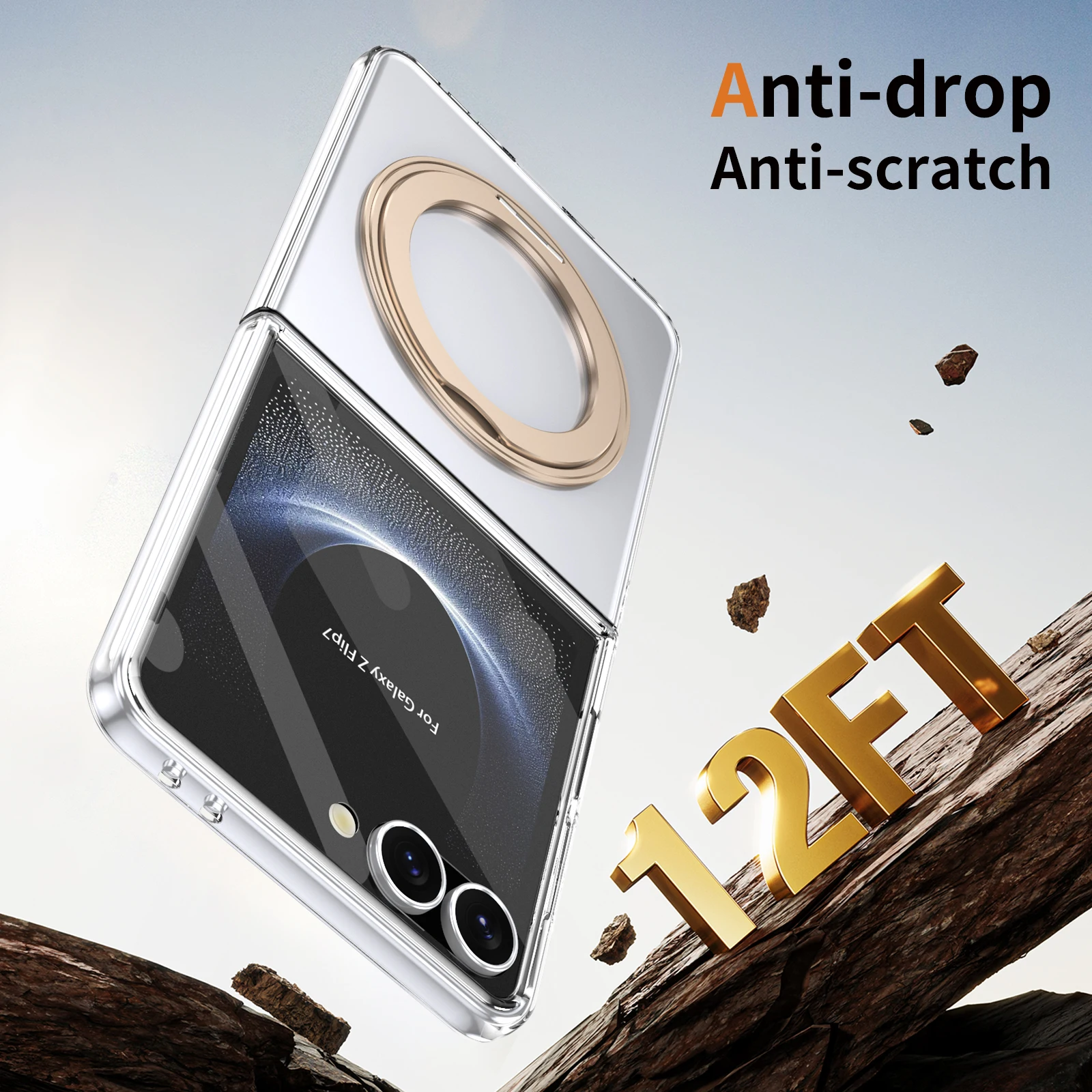 For Samsung Galaxy Z Flip 7 6 5 4 3 360° Optional Folding HD Shockproof Phone Case with Magnetic Glass Front Film