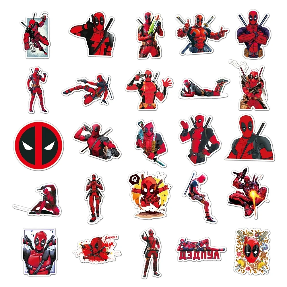 10/30/50PCS The Avengers Deadpool Stickers Anime Decals DIY Notebook Phone Laptop Skateboard Bike Decoration Waterproof Kids Toy