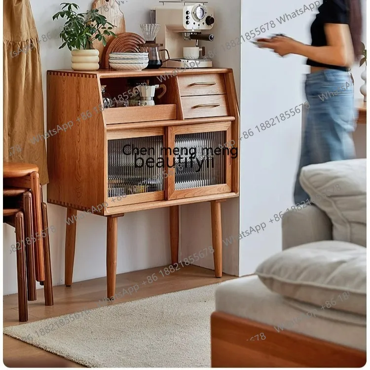 

X Solid Wood Sideboard for Small Apartments, Home Dining Room, Cherry Wood Storage Tea Cabinet, Chest of Drawers, Organizer