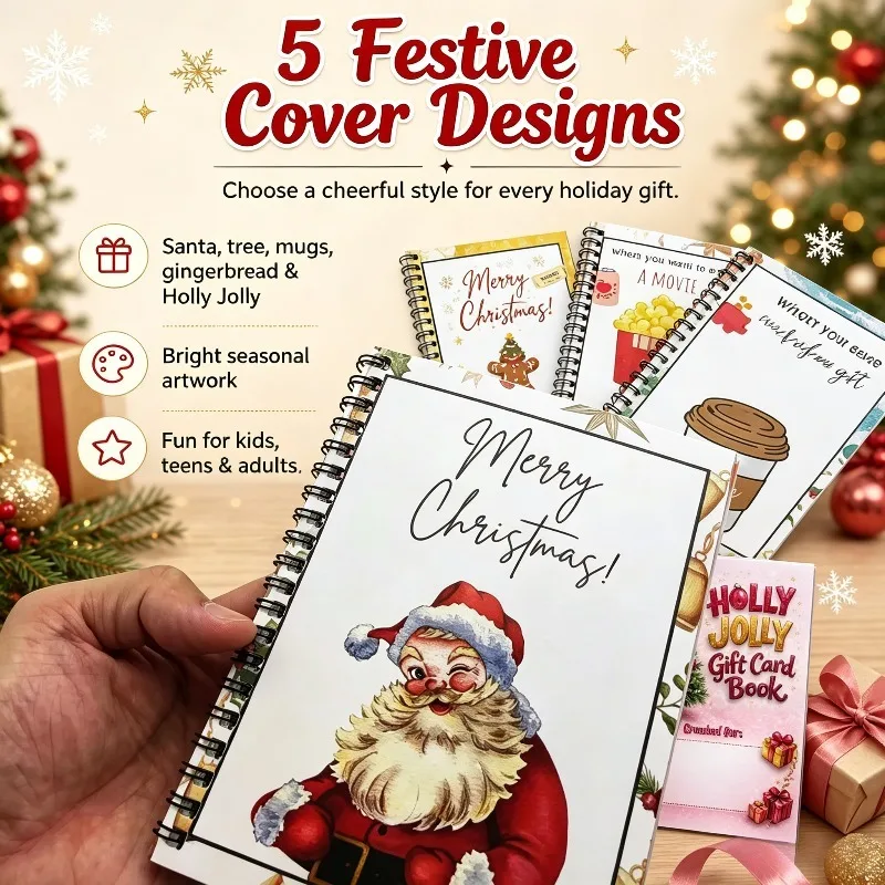 Spiral-Bound Christmas Gift Card Book Festival Christmas Gifts Festive Organizer Holder For Home Party Celebration