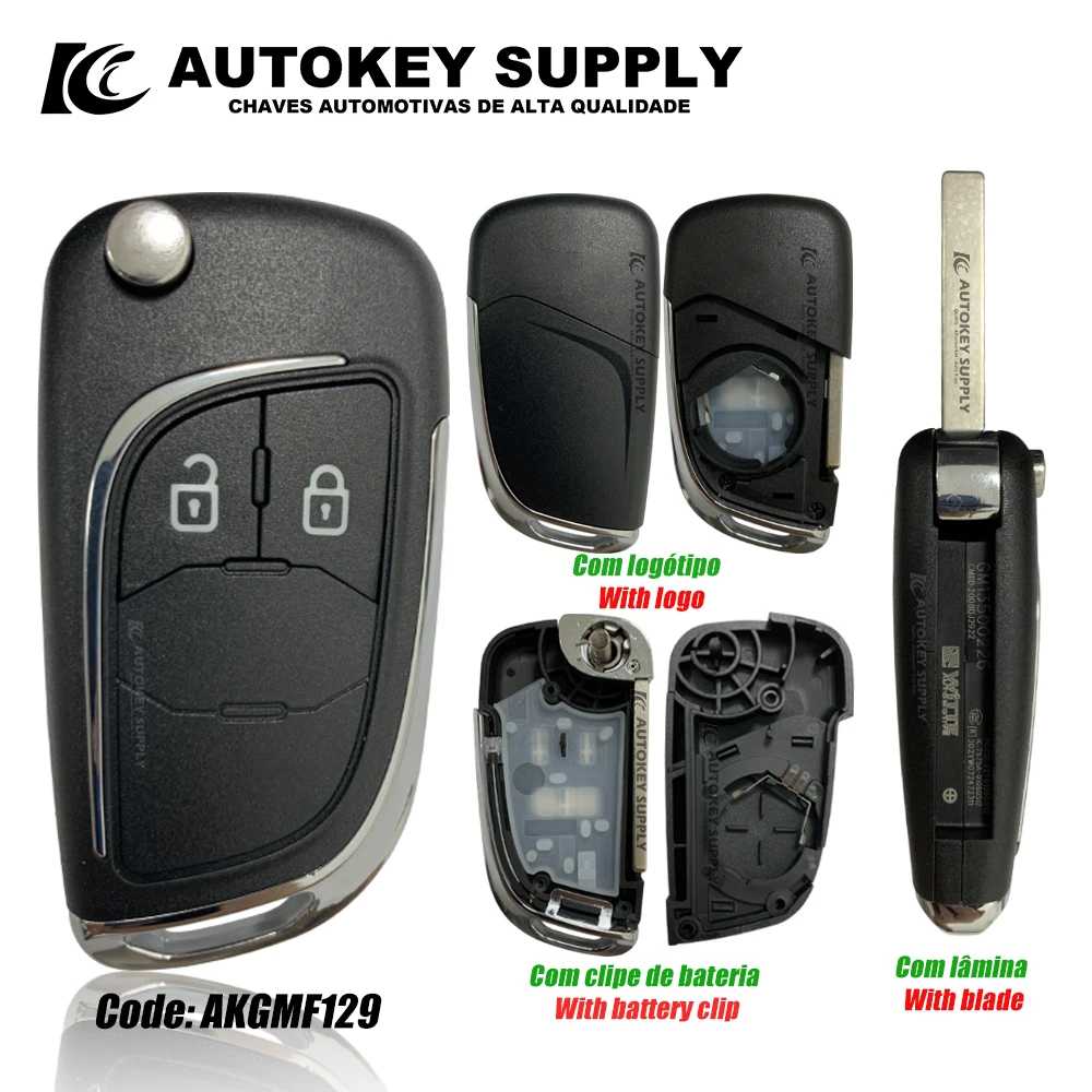 Modified ForChevrolet  2/3 Button Remote Flip Key With Blade (Higher Quality) AKGMF129 AKGMF130 AKGMF131 Autokeysupply