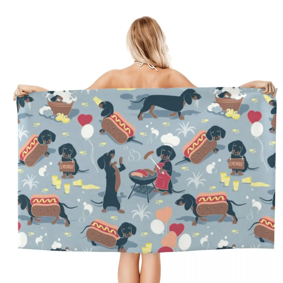 Dachshund Dogs Bath Beach Towel Microfiber Badger Sausage Wiener Travelling Swimming Camping Towels