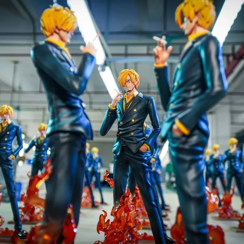 Japanese Bandai One Piece Anime Action Figure Sanji Desktop Ornaments Model Doll Toy Birthday Gift Luffy Peripheral Collection
