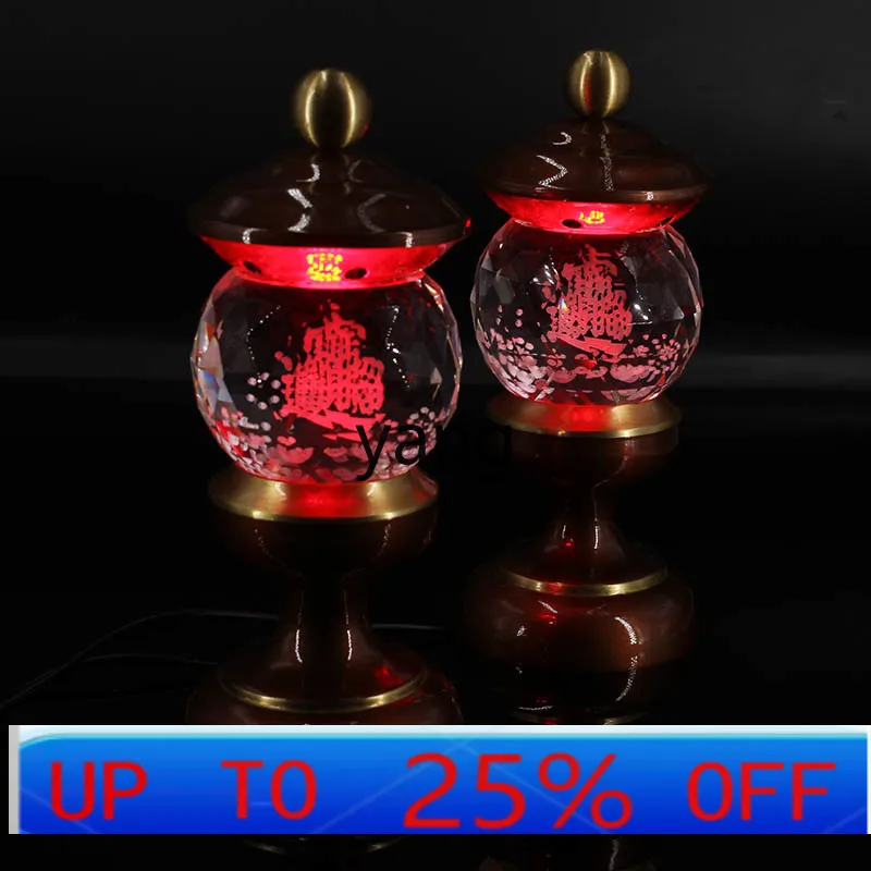 LTT crystal lotus Buddha ornament, God of Wealth Guanyin ornament, a pair for home use