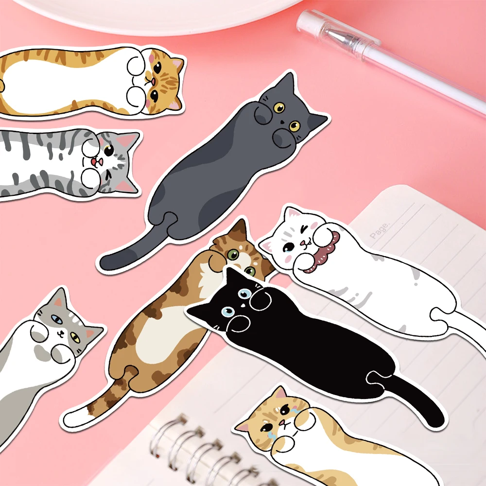 30pcs Cartoon Cute Cats Bookmarks Reading Pages Books Annotated Students Stationary Supplies DIY Creative Aesthetic Bookmark