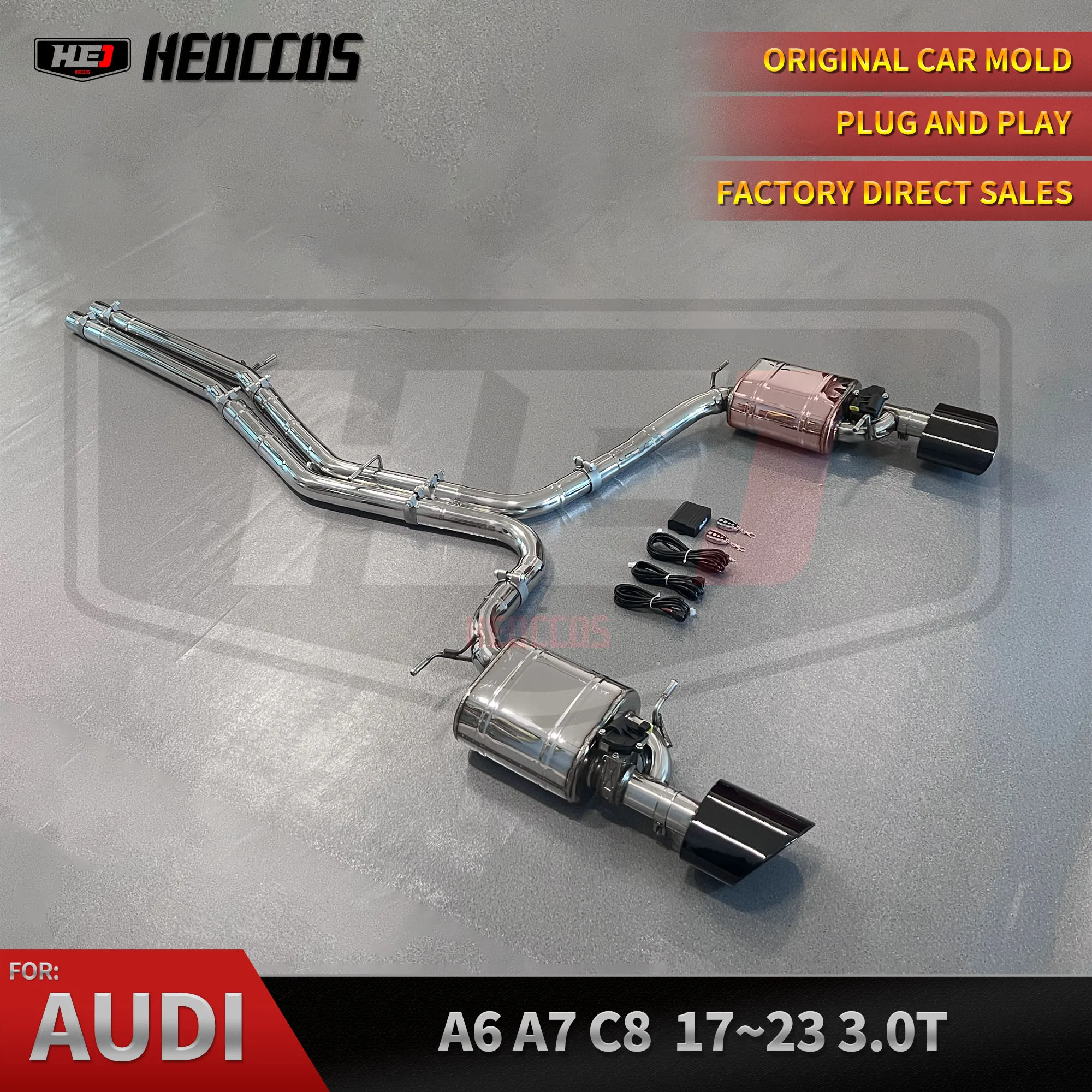 HEO Stainless Steel Mid-Rear Exhaust System For Audi A6 A7 C8 3.0T Stainless Steel Pipe Muffler Valvetronic Exhaust System