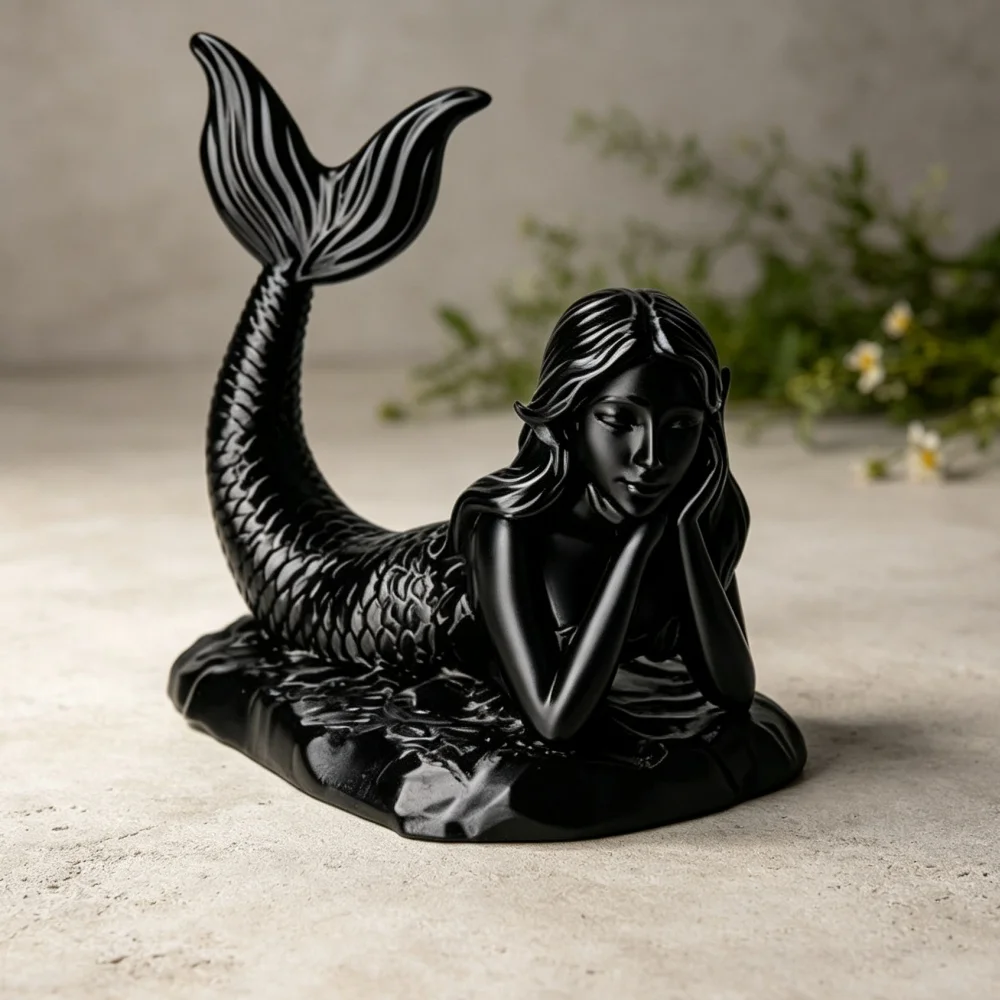 Calm Mermaid Mini Figurine Melancholic Charming Desktop Accessory For Ocean Lovers And Dreamy Bedroom Accent