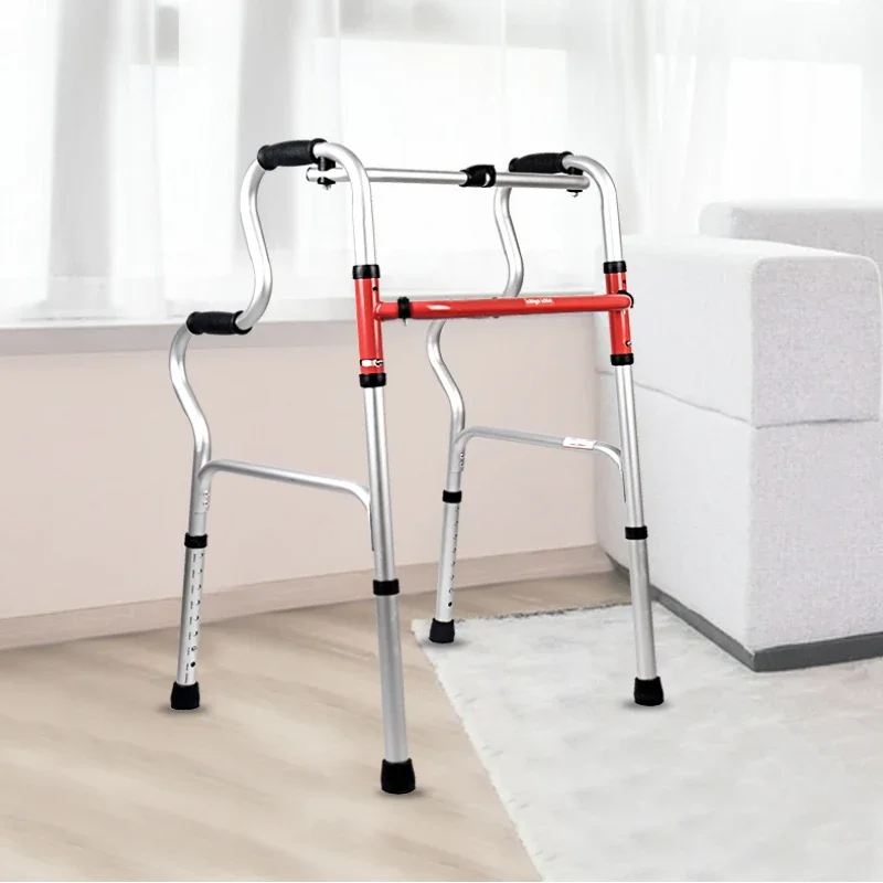 

Height Adjustable Aluminum Alloy Crutches, Elderly & Disabled Mobility Aid, Portable Folding Four-Legged Non-Slip Cane