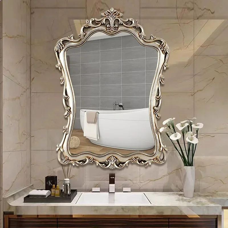 A81 Custom Square Makeup Mirror With Handle Soft Round Edge Free Standing Splicable Bathroom Vanity Mirror For Women Girls